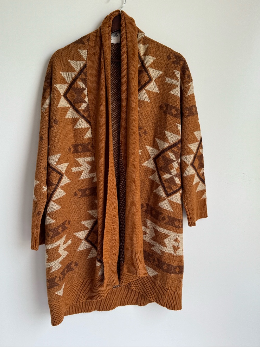 Savannah Jane small Open cardigan tribal Aztec print long cowl neck cozy western